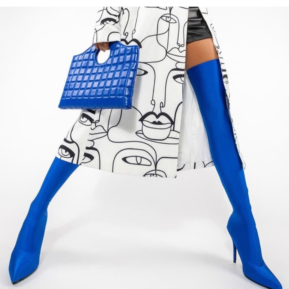 •Heartout• Blue Stretchy Thigh High Boot